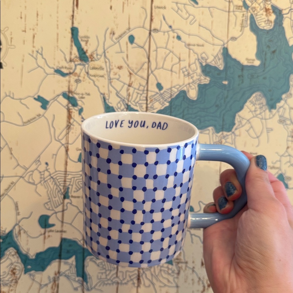 Free shipping Blue and White Checkered Mug